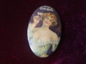 AUTHENTIC ANTIQUE 1907 ADVERTISING POCKET MIRROR COCA COLA