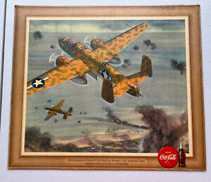 11 VINTAGE WORLD WAR II COCA-COLA WAR PLANE LITHO PRINTS C/1943  13 X 15 inches