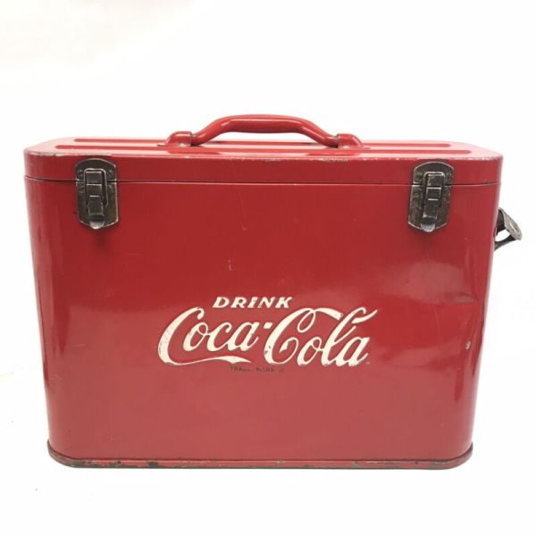 Vintage 1950s Red Metal Coca Cola Cooler / Ice Chest w/ Bottle Openers