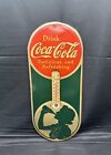 Vintage antique 1940s   DRINK COCA COLA Thermometer  Sign W/ Button & Girl