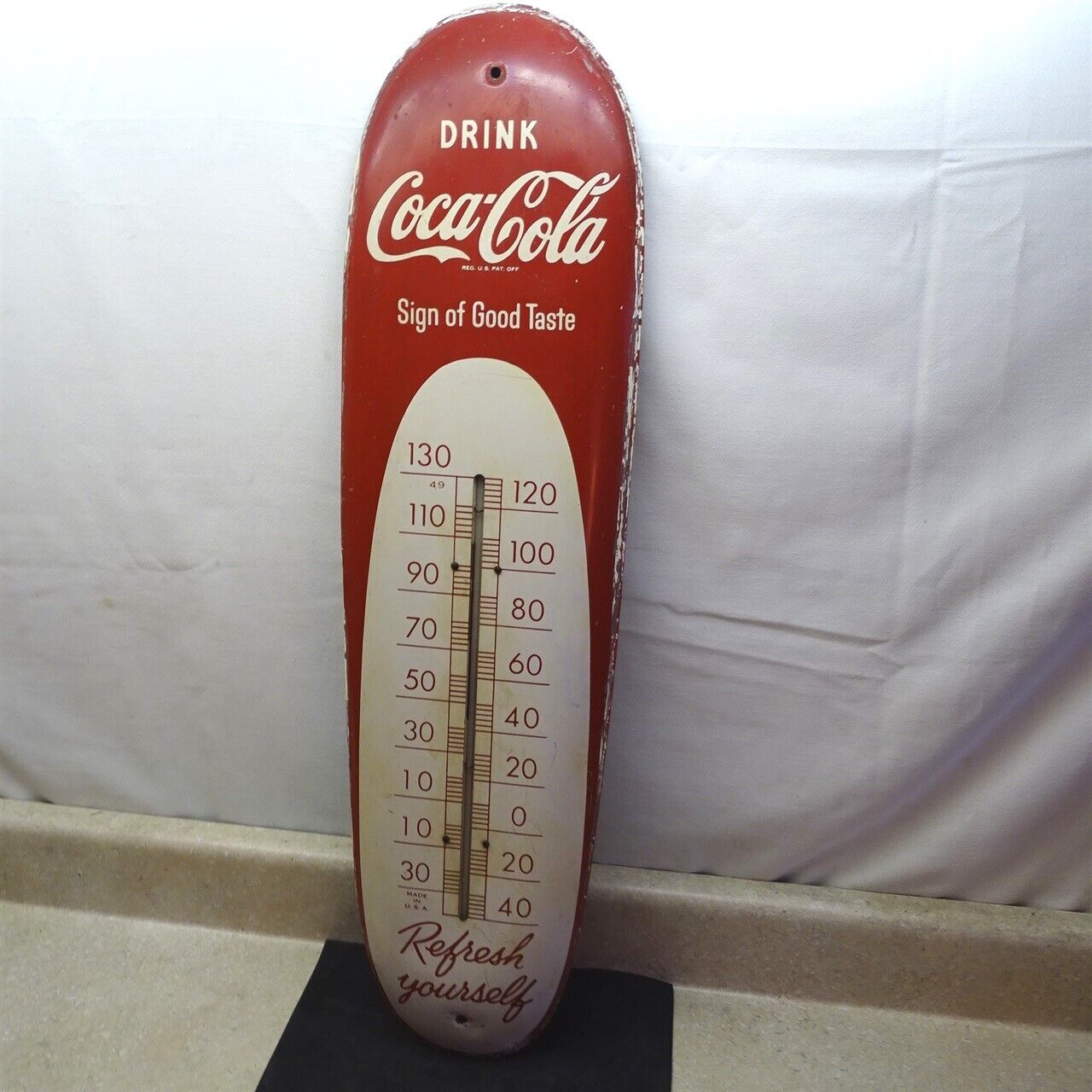Vintage Coca-Cola Advertising Thermometer Large "Cigar" "Sign Of Good Taste" 30"