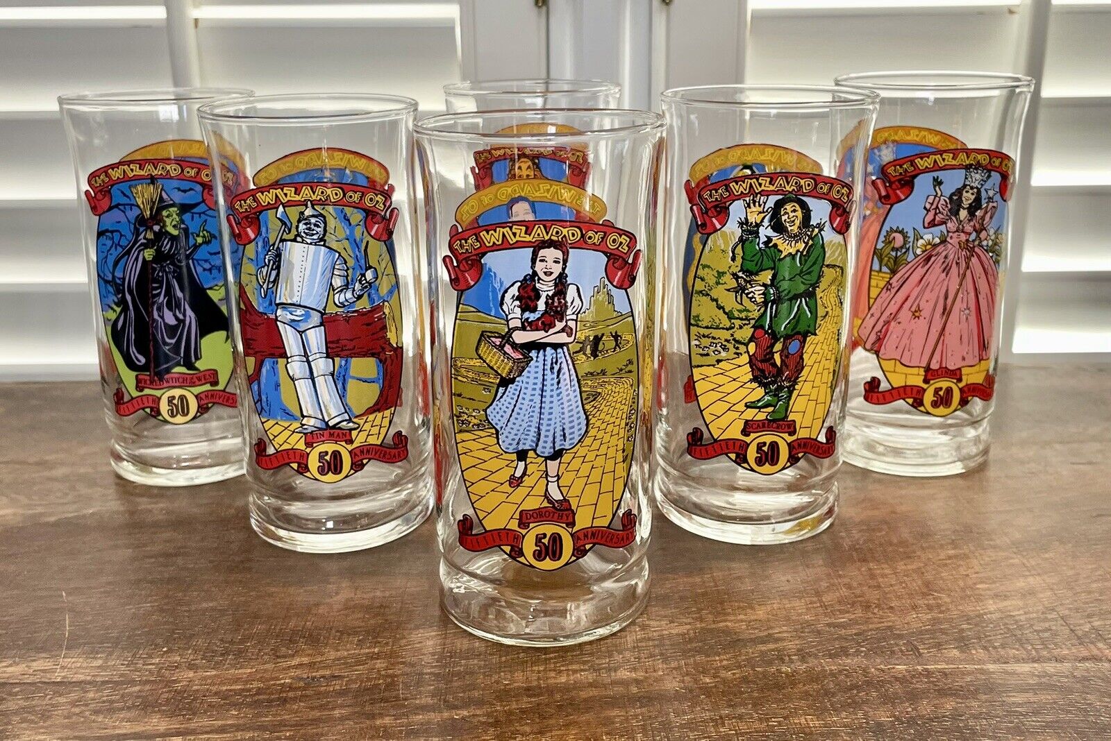 6 WIZARD OF OZ 50th Anniversary Coca Cola Vintage Beverage Glasses COMPLETE SET