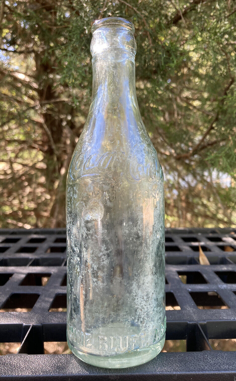 Antique straight side shoulder script COCA-COLA soda bottle Pine Bluff, Arkansas