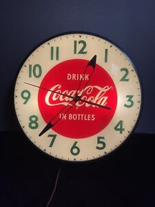 ULTRA RARE-Coca Cola Lighted Advertising Wall Clock 1950's -WORKS??