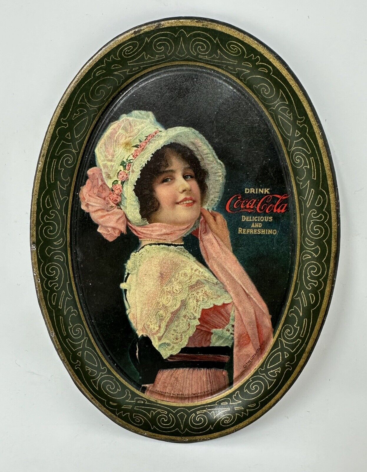 ORIGINAL COCA COLA TIP TRAY BETTY 1914 PASSAIC METALWARE CO NJ