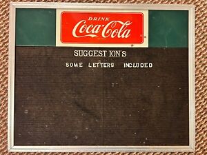 Vintage Coca Cola Menu Board Circa 1940s-1950s Felt With Letters 20x25 Size