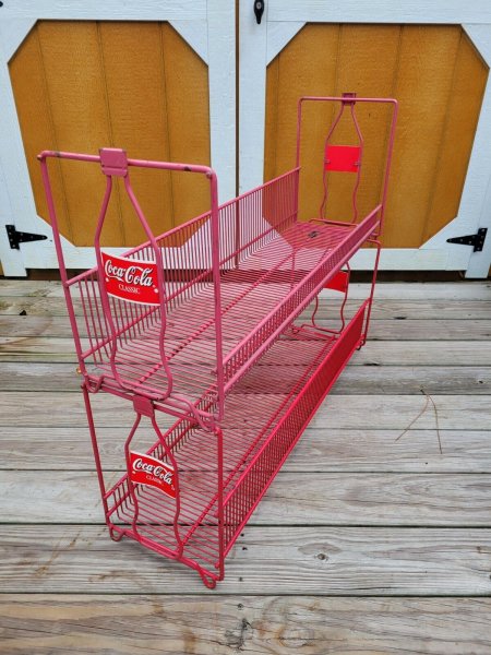 2 Vintage Coca Cola Classic Wire Store Display Bottle Rack Stackable Advertising