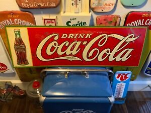 Vintage Original 1931 Drink Coca Cola Embossed Metal Advertising Sign Dasco USA