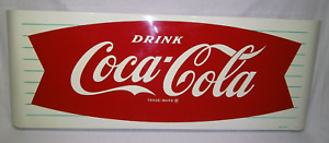 Coca Cola Fishtail Tin Sled Sign 1964
