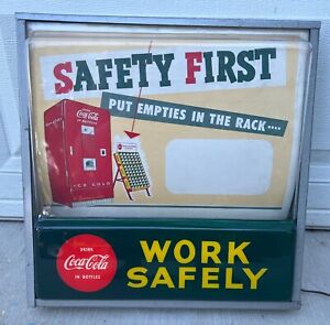 Vintage COCA-COLA Work Safety Light- Up Sign 15.5"x15.50"