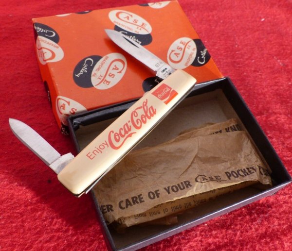 Case XX USA 3.25" closed 278 1981 Chattaooga Coca Cola Coke 2 Blade Knife MINT