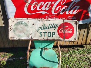 Vintage 1940's Coca Cola Hospitality Stop Pulaski VA Virginia Sign 50x16" Rare