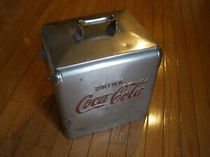 1950s COCA-COLA STAINLESS STEEL ICE CHEST COOLER