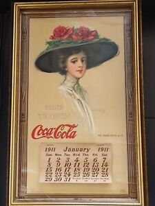1911 COCA-COLA ADVERTISING CALENDAR ORIGINAL FULL PAD Framed HAMILTON KING