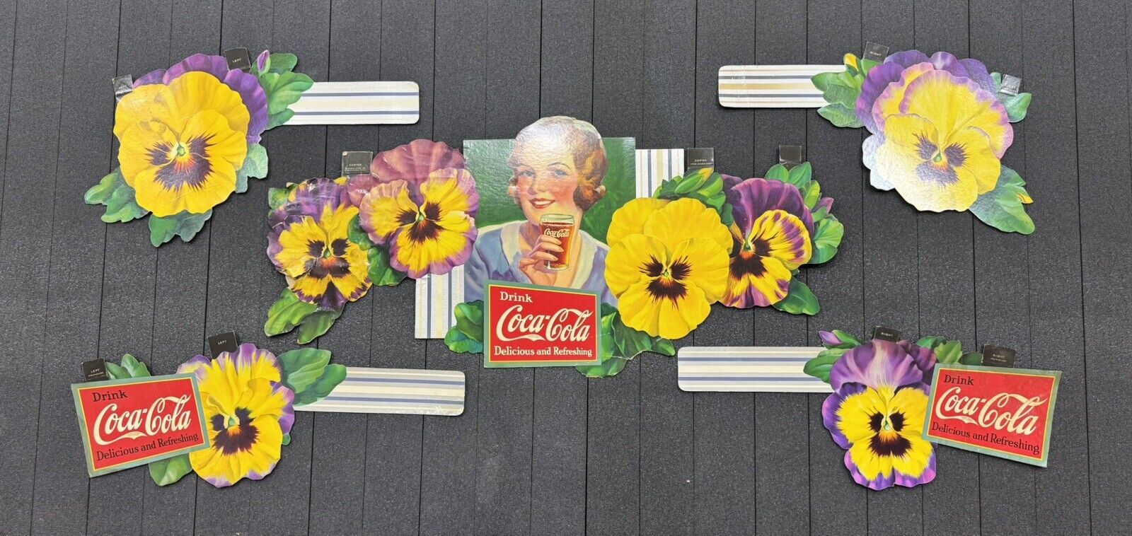 1933 Coca Cola Festoon 5 Pieces Excellent Condition Verbena Like With Pansies