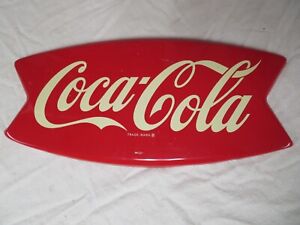 1960'S COCA COLA FISHTALE RACK TOPPER METAL SIGN