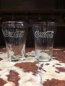 Rare Antique Acid Etched Coca Cola Glasses Two 1904 Syrup Line 1929 Bell Shape