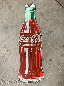 COCA COLA BOTTLE SIGN , HEAVY PORCELAIN ENAMEL SIGN . 27" TALL.  L@@k!!