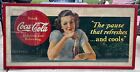 Vintage 1930's Coca Cola The Pause that Refreshes & Cools Coke Sign Large 28x57