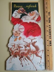 Rare 1949 Santa Claus Sprite Boy Coca-Cola  advertising Cardboard stand up Sign