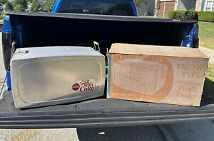 Vintage 1960's Coca Cola Aluminum Soda Picnic Cooler Advertising Gas Oil Sign