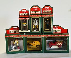 36 Coca Cola Town Square Collection Christmas Village Figures, Car, Benches, Etc