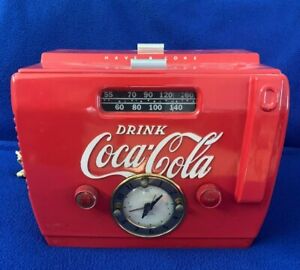 All functions working!! Antique 1950 Coca Cola AM Radio with Rare Alarm Clock