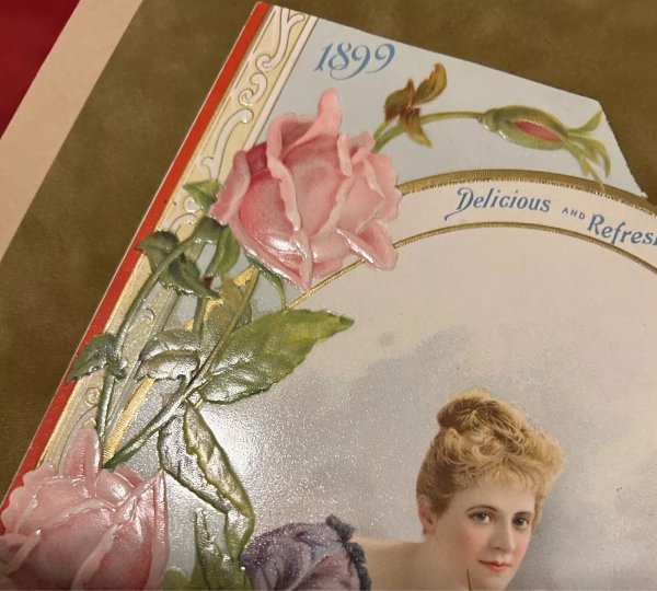 Coca Cola 1899 Hilda Clark Calendar Cut-Out Beautiful Enamel Embossed Rare!