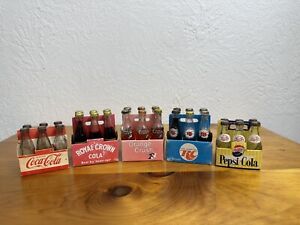 5 VINTAGE MINIATURE 6-PACK CARTONS~Coca Cola  Pepsi Crush RC Royal Crown