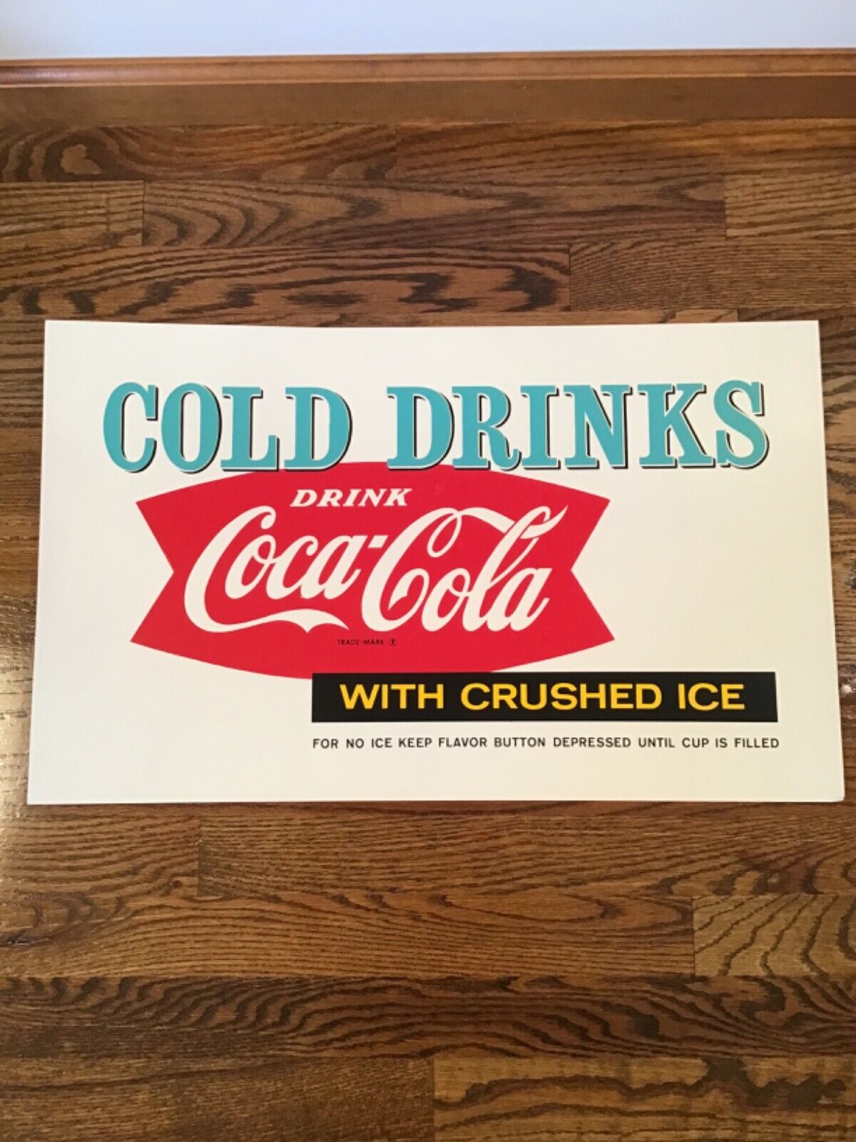 Vintage 60's Coca Cola Cold Drinks Ice Metal Sign Soda Fountain Machine Panel