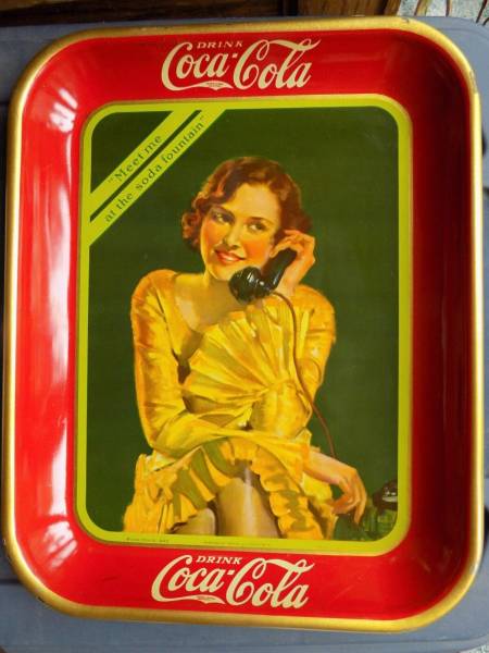 Vintage 1930  Coca-Cola Serving Tray  "Meet Me at the Soda Fountain"