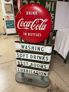 Coca Cola Gas Station Sidewalk Sign 1950's