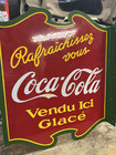 New ListingCoca Cola Vintage French porcelain Sign side mount Vendu Ici Glacé