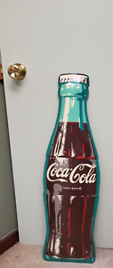 COCA COLA TIN METAL ADVERTISING SIGN AM32 MARKED ON BOTTOM OF SIGN 1960S ERA $$$