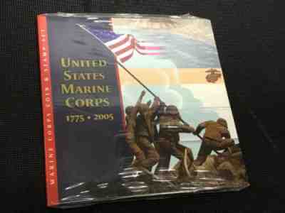 2005 P Marine Corps Silver Dollar USMC 230th Comem $1 Coin & Stamp Set Mint Seal