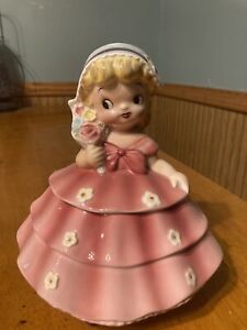 Py Coronet Girl Cookie Jar Flower Anthropomorphic  Japan Rare