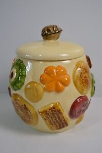 Vintage Los Angeles "Cookies All Over" Cookie Jar w/Walnut Lid VERY GOOD COND