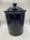 Fiesta Ware HLC Cobalt Blue L 10" Canister & Lid Crock Cookie Jar 3QT Glaze Bump