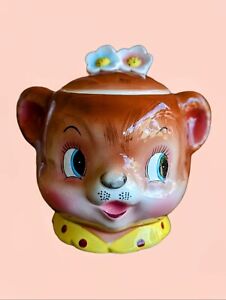 Vintage Anthropomorphic Enesco PY Lil Bear Cookie Jar HTF Japan MINTY