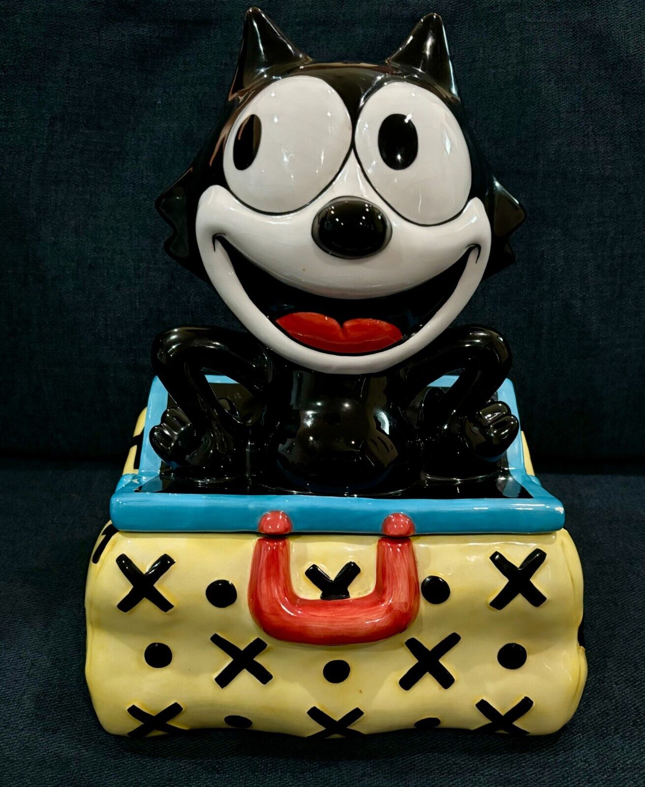FELIX THE CAT MAGIC BAG FELIX COOKIE JAR Vintage 1999 Art Deco Style By Clay Art