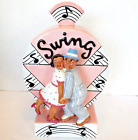 Vintage Swing Dancing Couple Clay Art Cookie Jar Pink and White Ceramic