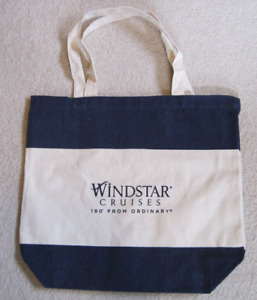 WINDSTAR CRUISES Tote Beach Bag Blue White Canvas New