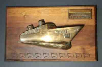 Vintage Sitmar Cruises Fairsky Ocean Liner Ship Bronze & Wood Advertising Plaque