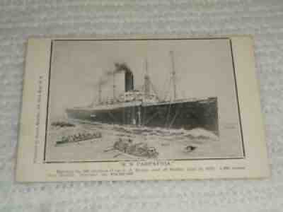 Antique Original S.S. Carpathia Joseph Koehler Titanic Sinking Rare Postcard