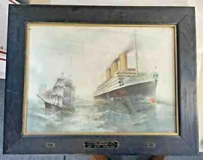 Antique Ocean Liner Print Hamburg American Line 