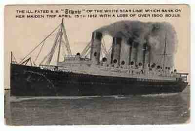 TITANIC WHITE STAR LINE POSTCARD POSTALLY USED APRIL 19th, 1912 FOUR DAYS AFTER