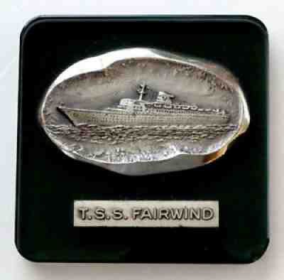 1960's TSS FAIRWIND / RMS SYLVANIA Vintage SITMAR CRUISE LINE Glass Paperweight