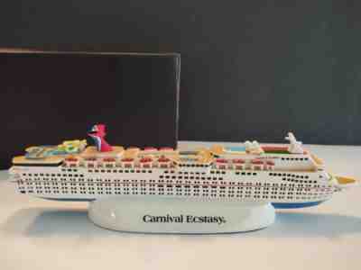 Carnival Ecstasy Model Cruise Ship Resin 10" Mint w/ Box, decommission 10/22
