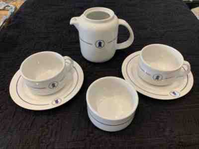 Vtg Richard Ginori SITMAR CRUISES 2 Flat Cups, Saucers, Bowl, Creamer ITALY Rare