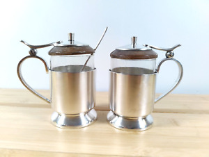 (2) Vintage Italy F BROGGI Silver Plated Mustard Pot - SITMAR Cruise